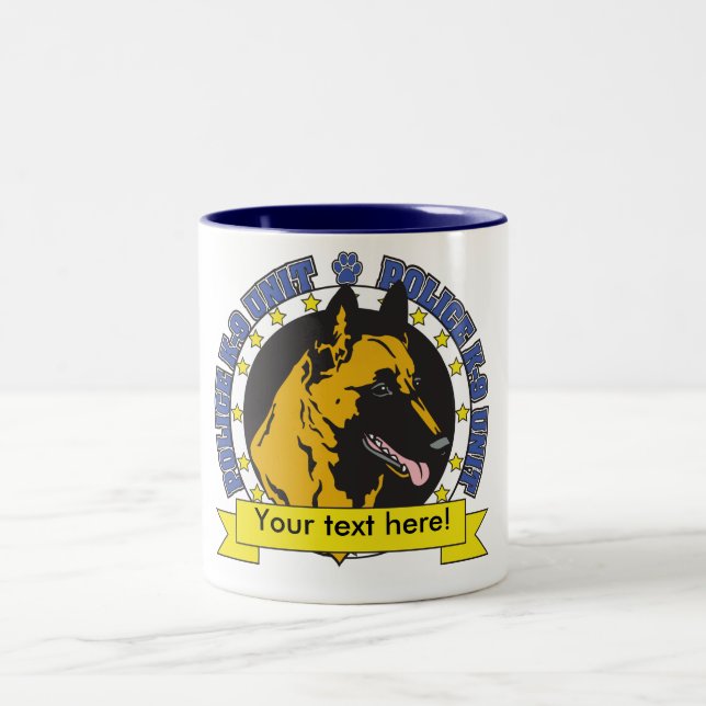 Caneca De Café Em Dois Tons K9 belga Malinois (Centro)