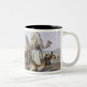 Caneca De Café Em Dois Tons Kafila com um camelo que carrega um Hodesh,