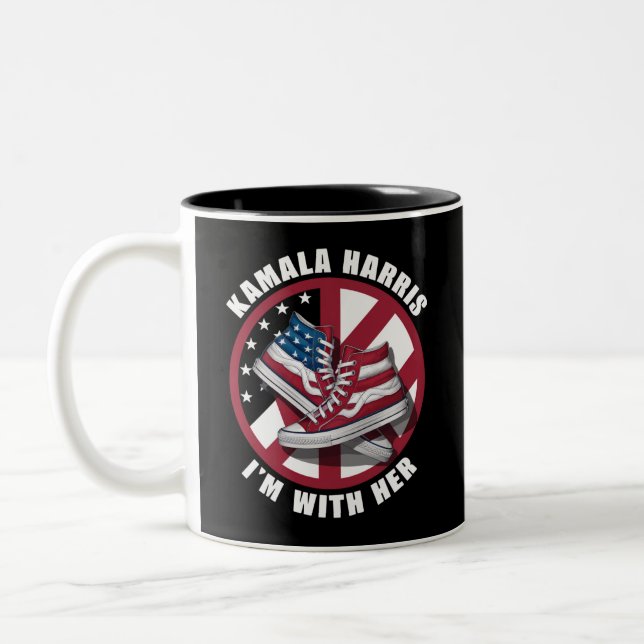 Caneca De Café Em Dois Tons Kamala Harris estou com seu Patriótico Converso (Esquerda)