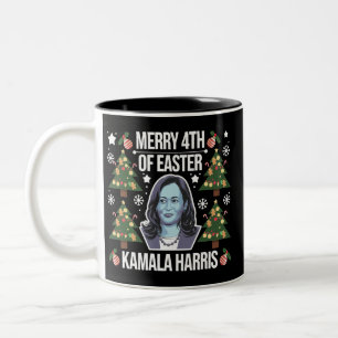 Caneca De Café Em Dois Tons Kamala Harris Natal Papai Noel Alegre 4º De Páscoa