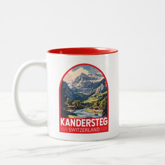 Caneca De Café Em Dois Tons Kandersteg Suiça Art Emblem (Esquerda)
