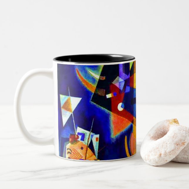 Caneca De Café Em Dois Tons Kandinksy no azul (Com Donut)