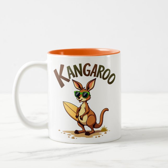 Caneca De Café Em Dois Tons Kangaroo Divertido (Esquerda)