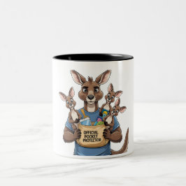 Caneca De Café Em Dois Tons Kangaroo Pocket Protector - Pai Animal Engraçado