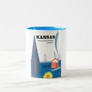 Caneca De Café Em Dois Tons Kansas "poster das viagens vintage do estado do