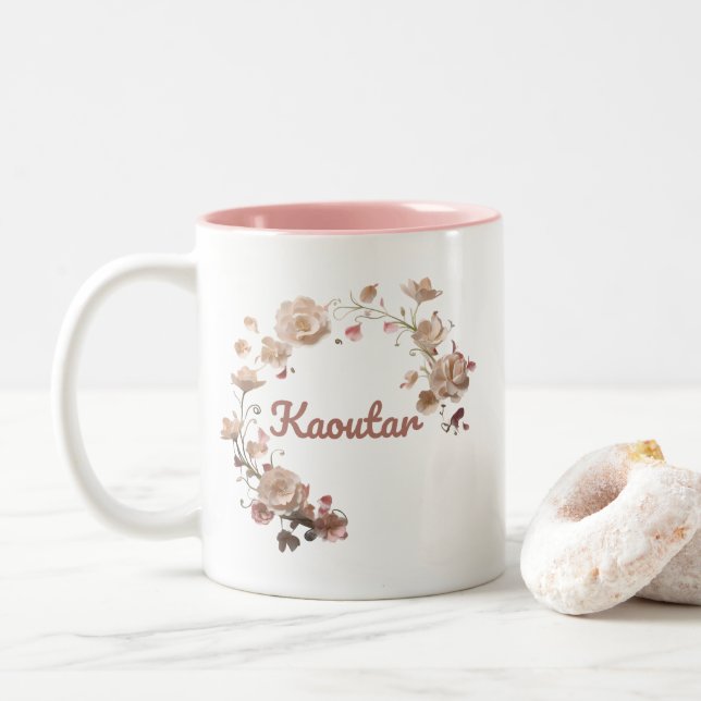 Caneca De Café Em Dois Tons Kaoutar Floral Mug (Com Donut)