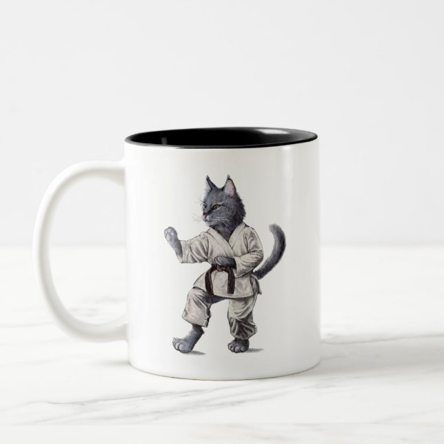 Caneca De Café Em Dois Tons Karate Cat Stance Mug (Esquerda)