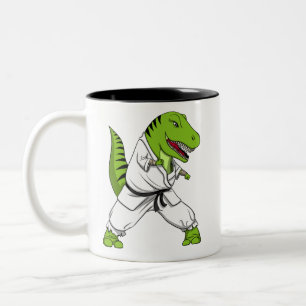 Caneca De Café Em Dois Tons Karaté das artes marciais de Ninja do dinossauro