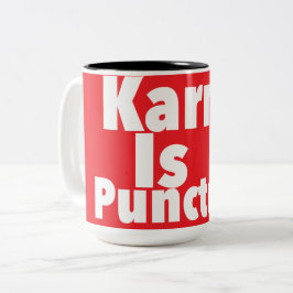 Caneca De Café Em Dois Tons Karma é uma novidade pontual do impressão: Dizer,