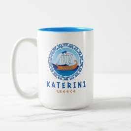 Caneca De Café Em Dois Tons Katerini, Design de navio grego Grécia
