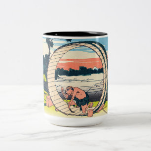 Caneca De Café Em Dois Tons Katsushika Hokusai - Fujimigahara, Província de O