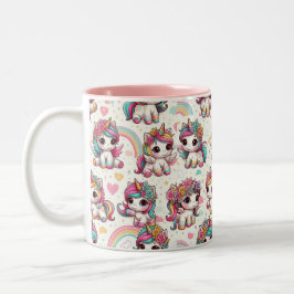 Caneca De Café Em Dois Tons Kawaii baby unicorns ai art