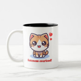 Caneca De Café Em Dois Tons Kawaii Cat Cuteness Overload Mug