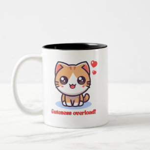 Caneca De Café Em Dois Tons Kawaii Cat Cuteness Overload Mug
