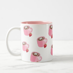 Caneca De Café Em Dois Tons Kawaii Cat in Hot Chocolate - Cozy Winter Mug Desi