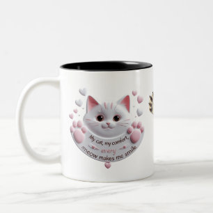 Caneca De Café Em Dois Tons Kawaii Pink Cat Mug - Meia Me Faz Sorrir