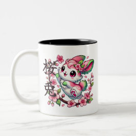 Caneca De Café Em Dois Tons Kawaii Sakura Bunny Mug