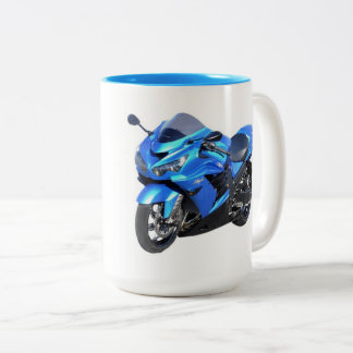 Caneca De Café Em Dois Tons Kawasaki ZX-14R Ninja (Azul)
