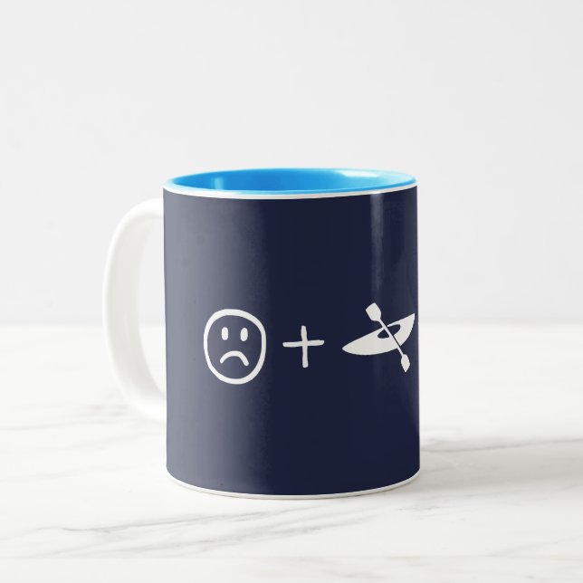Caneca De Café Em Dois Tons Kayaking Te Faz Feliz (Frente Esquerda)