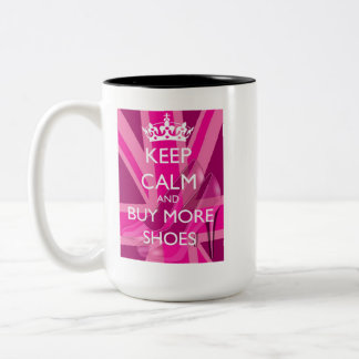 Caneca De Café Em Dois Tons Keep Calm and Buy More Shoes Mug