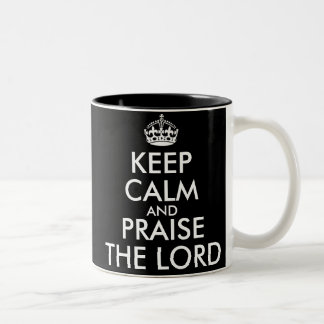 CANECA DE CAFÉ EM DOIS TONS KEEP CALM AND PRAISE THE LORD