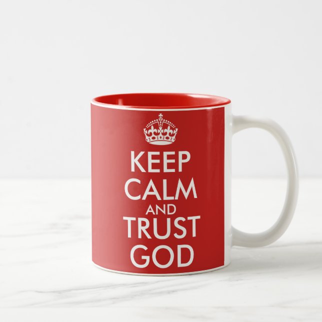 CANECA DE CAFÉ EM DOIS TONS KEEP CALM AND TRUST GOD (Direita)