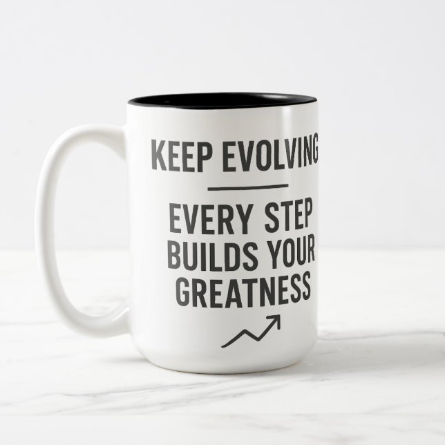 Caneca De Café Em Dois Tons Keep Evolving Motivation (Esquerda)