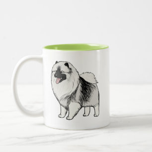Caneca De Café Em Dois Tons Keeshond Cartoon Dog Cute Keesie