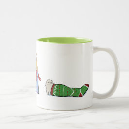 Caneca De Café Em Dois Tons Keeshond Puppies Natal | Feriado de Keesie Cute