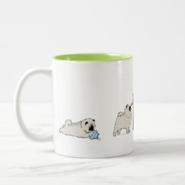 Caneca De Café Em Dois Tons Keeshond Puppies Natal | Feriado de Keesie Cute