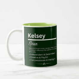 Caneca De Café Em Dois Tons Kelsey, Girl Personalized Name Definition Mug
