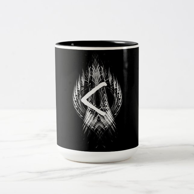 CANECA DE CAFÉ EM DOIS TONS ☼KENAZ - RUNE DA REGENERAÇÃO & DO FIRE☼ (Centro)
