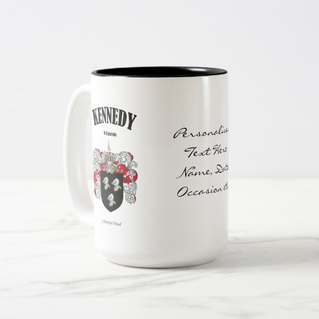 Caneca De Café Em Dois Tons Kennedy Family Crest, Tradução e Significado (Frente Esquerda)