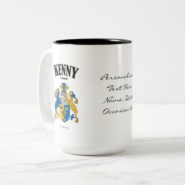 Caneca De Café Em Dois Tons Kenny Family Crest, Tradução e Significado (Frente Esquerda)