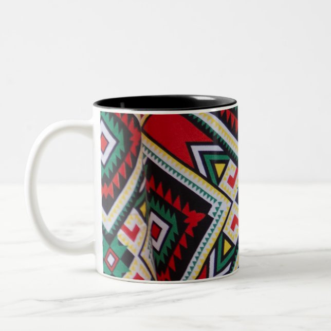 Caneca De Café Em Dois Tons Kente Geometric Tapestry (Esquerda)