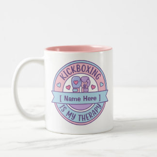 Caneca De Café Em Dois Tons Kickboxing Is My Therapy Personalized Name