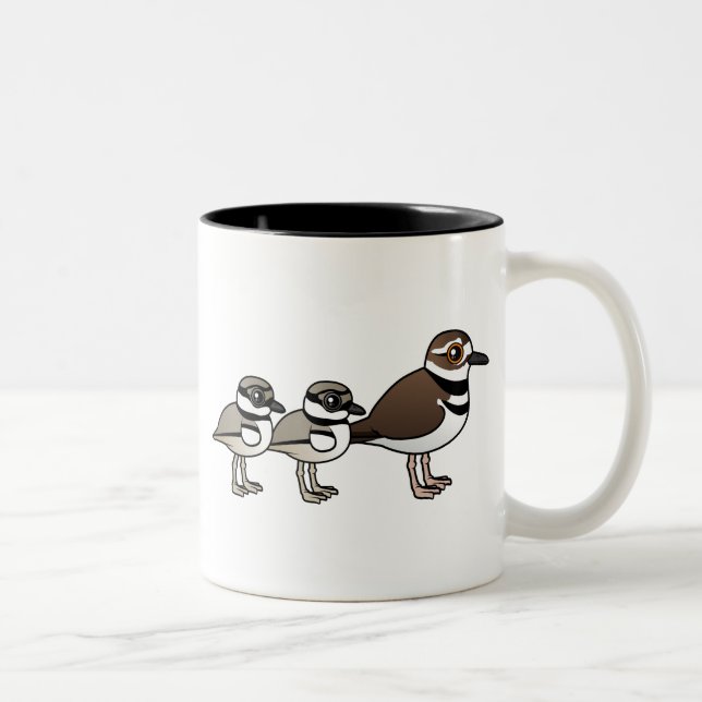 Caneca De Café Em Dois Tons Killdeer & dois pintinhos (Direita)