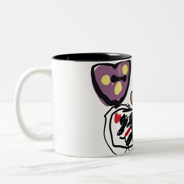 Caneca De Café Em Dois Tons King Charles Spaniel hearts  (Esquerda)