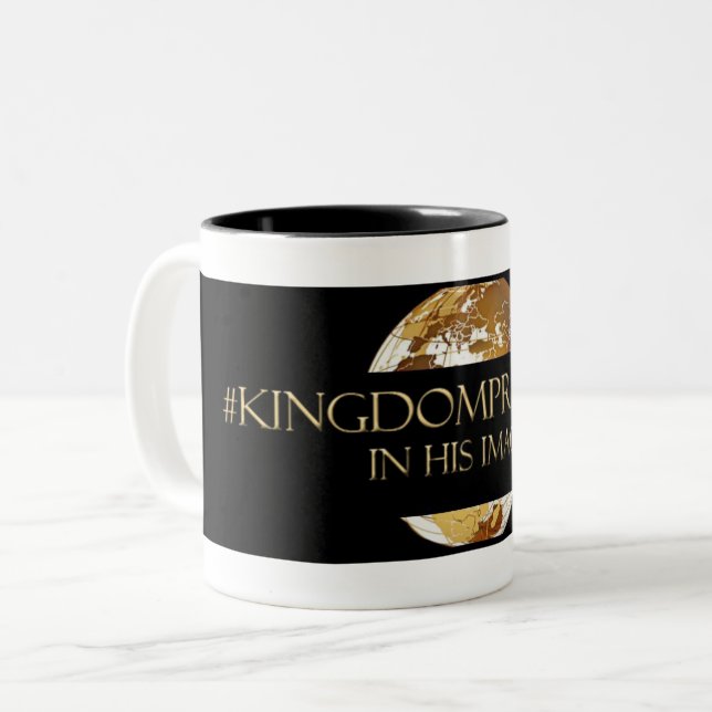 CANECA DE CAFÉ EM DOIS TONS #KINGDOMPRENEUR- EM SUA IMAGEM TM (Frente Esquerda)