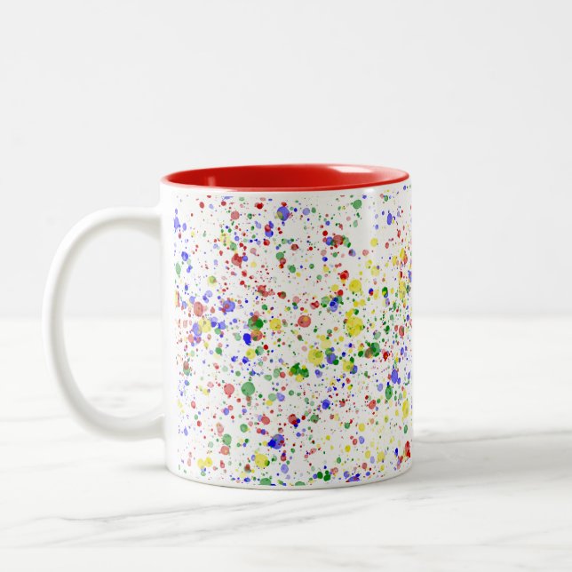 Caneca De Café Em Dois Tons KiniArt Artist Paint Splattered (Esquerda)