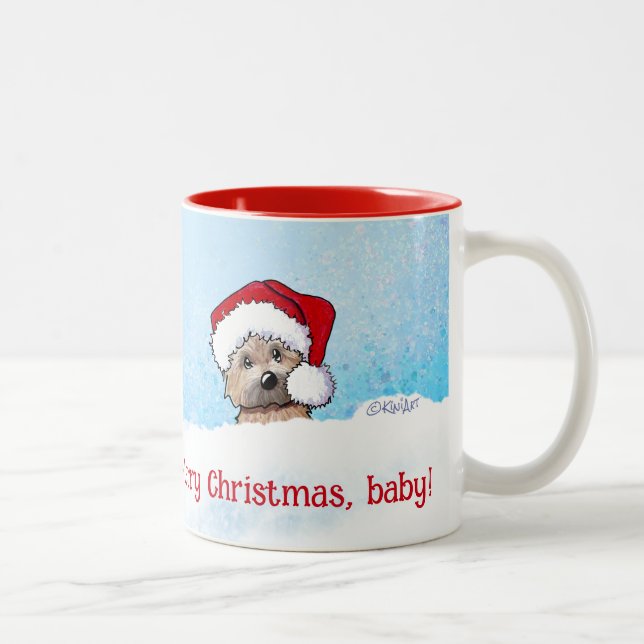 Caneca De Café Em Dois Tons KiniArt Cairn Terrier Christmas (Direita)