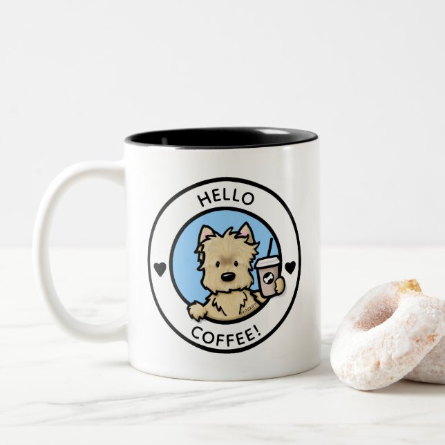 Caneca De Café Em Dois Tons KiniArt Cairn Terrier Coffee Mug (Com Donut)