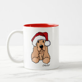 Caneca De Café Em Dois Tons KiniArt Cocker Spaniel Foguete de Natal