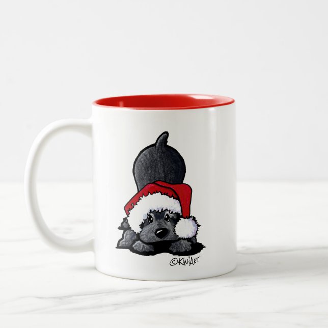 Caneca De Café Em Dois Tons KiniArt Cocker Spaniel Foguete de Natal (Esquerda)