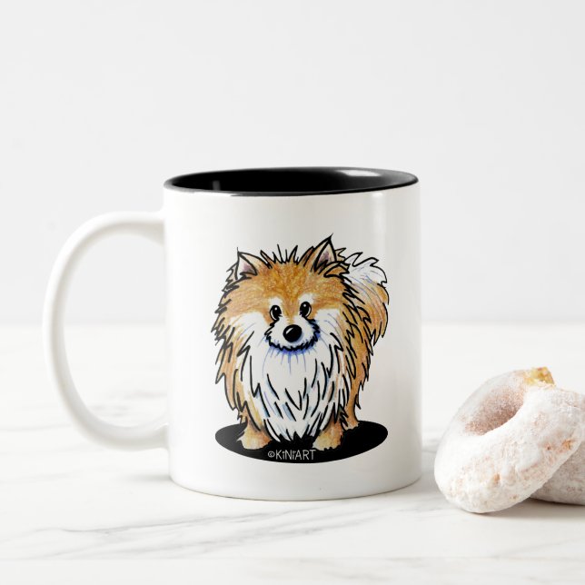 Caneca De Café Em Dois Tons KiniArt Pomerânia (Com Donut)