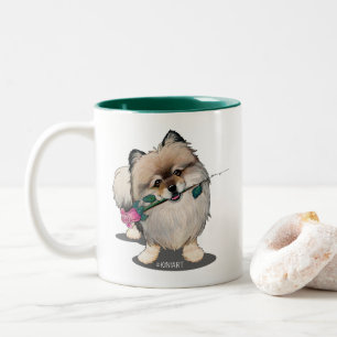 Caneca De Café Em Dois Tons KiniArt Pomeranian Walter Portrait