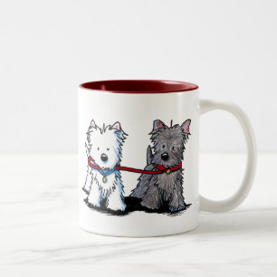 Caneca De Café Em Dois Tons KiniArt Terrier Walking Buddies