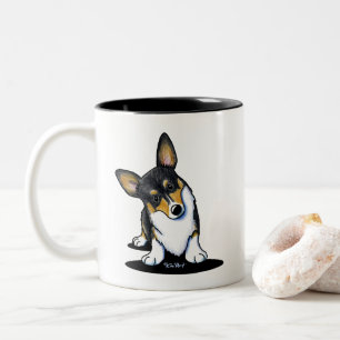 Caneca De Café Em Dois Tons KiniArt Tri Curioso Corgi