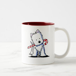 Caneca De Café Em Dois Tons KiniArt Westie Candy Cane Cutie Mug