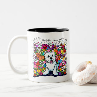 Caneca De Café Em Dois Tons KiniArt Westie Jardim Alegre
